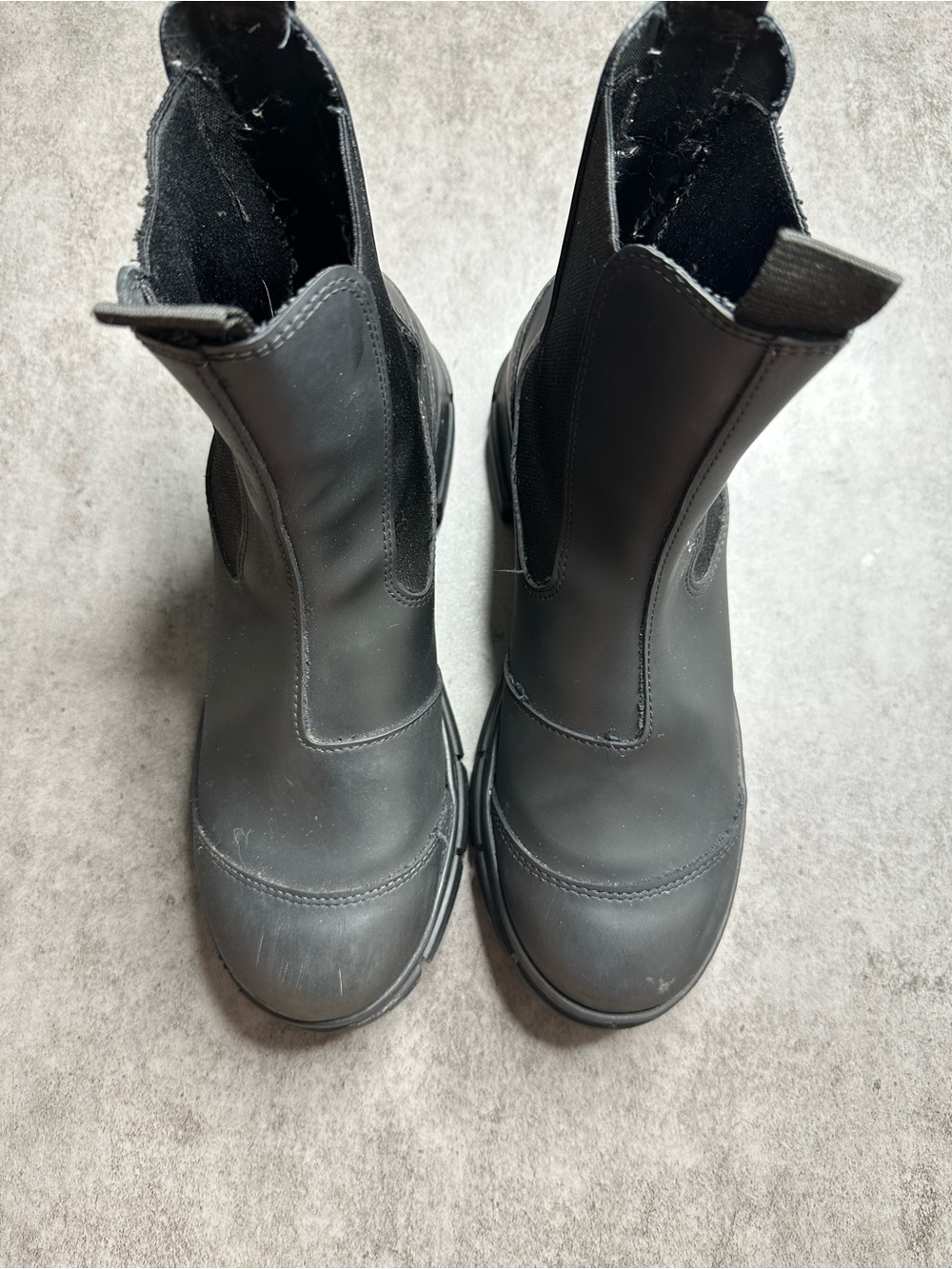 GANNI City Black Rubber Chelsea Rain Boots Lug Sole Size 40 - Picture 2 of 5